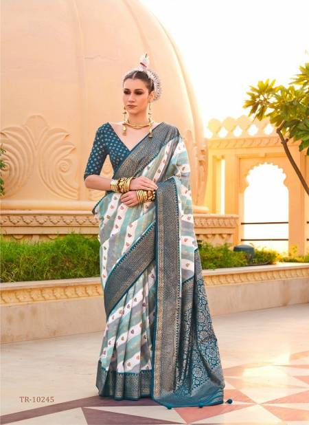 Rama Multi Colour Pratha By Trirath P.V Silk Foil Printed Casual Wear Saree Suppliers In India TR-10245