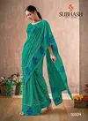 Rama and Blue Subhash Georgette Foil Work Saree with Brocade Blouse Designer Rich Look Wedding Wear and Party Wear Saree 10309
