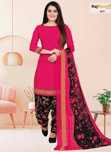 Rani And Black Colour Anamika Cotton Dress Material Catalog 4077