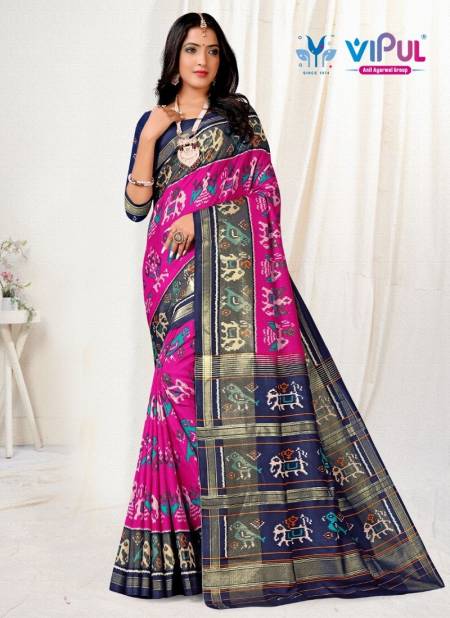 Rani And Blue Colour Kathi Silk By Vipul Printed Saree Catalog 53717 E