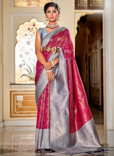 Rani And Gray Colour Samiksha The Fabrica Function Wear Wholesale Designer Sarees Catalog 8005