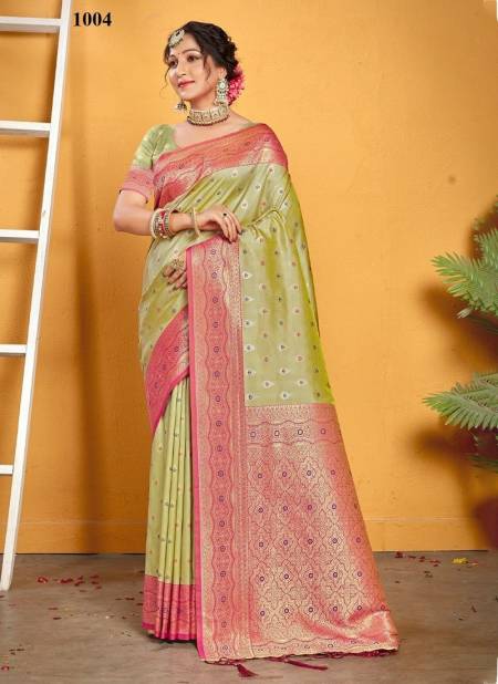 Rani And Green Colour Mastani Silk By Sangam Banarasi Silk Saree Catalog 1004