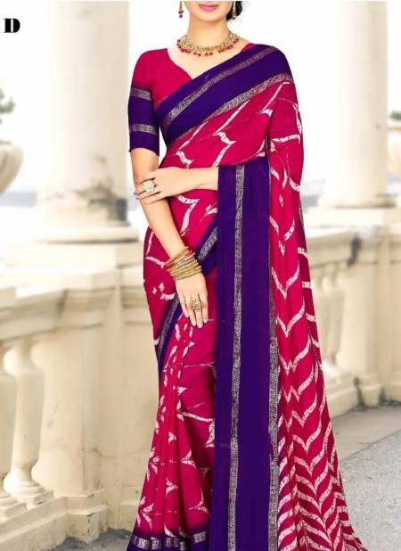 Rani Colour Amrita By Mahamani Creation Fancy Fabric Printed Saree Catalog D