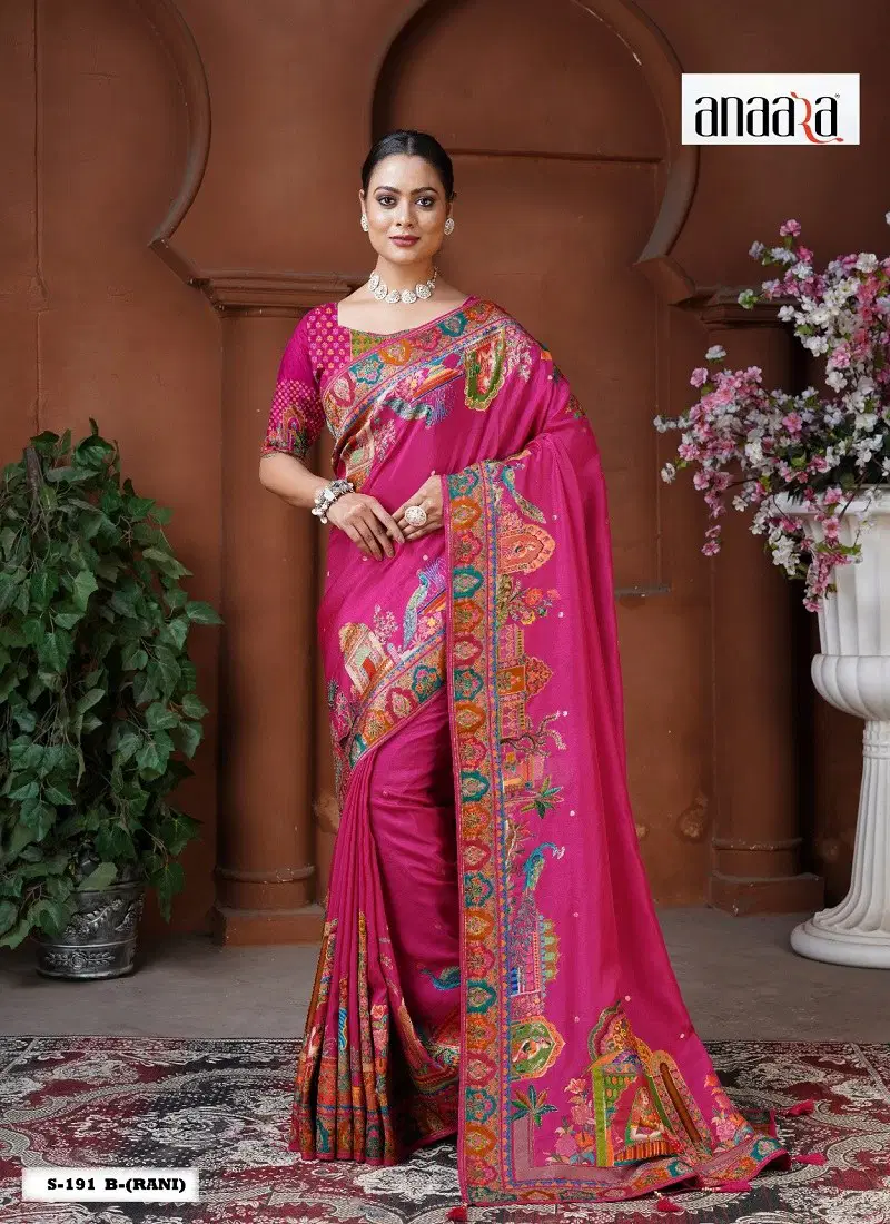 Rani Colour Anaara By Tathastu Dola Silk Designer Saree Wholesale Shop In SuratS 191 B