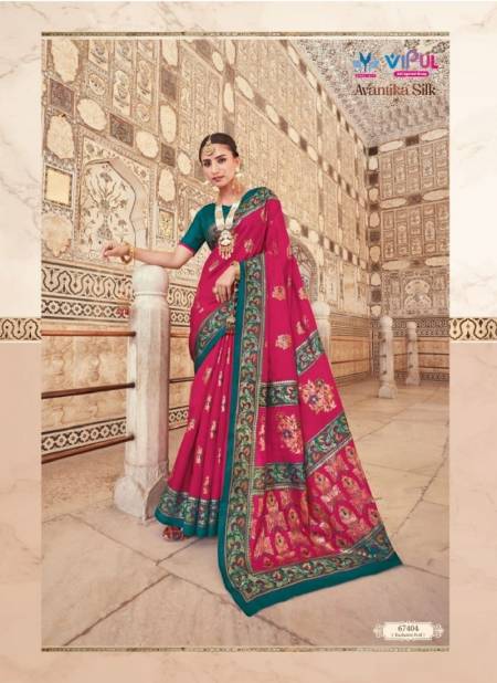 Rani Colour Avantika Silk By Vipul Printed Saree Catalog 67404
