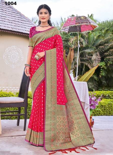Rani Colour Ayan Silk By Sangam Banarasi Silk Saree Catalog 1004