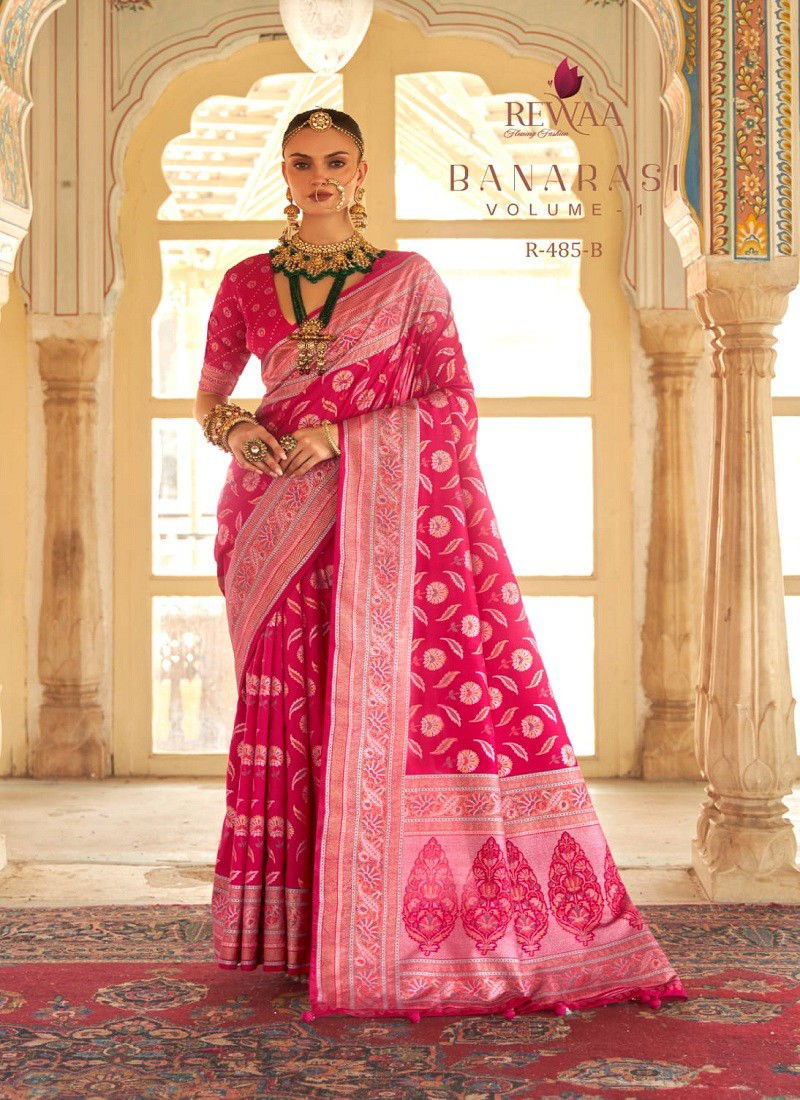 Rani Colour Banarasi Vol 1 By Rewaa Silk Wedding Wear Saree Orders In India R-485-B