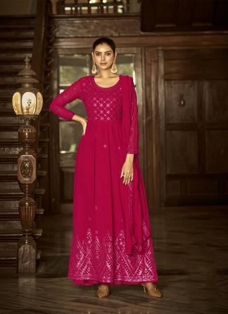 Simple and Sober Rani Pink Part Wear Gown For Women