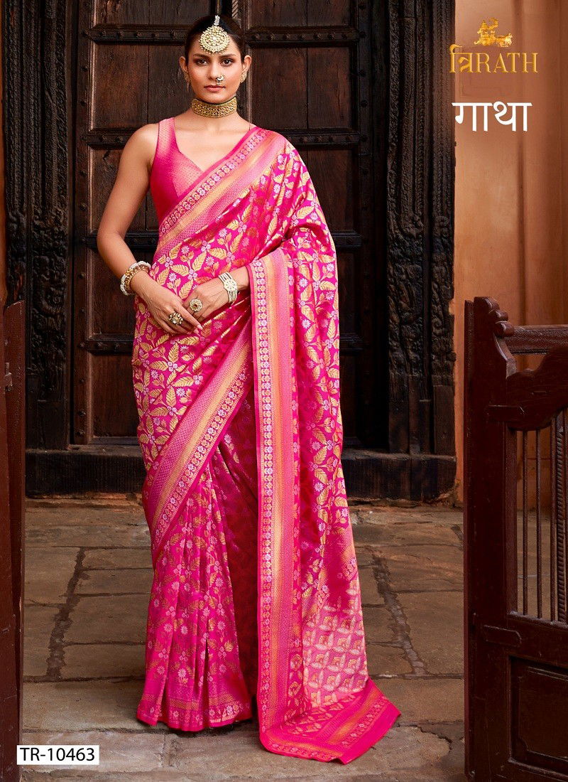 Rani Colour Gatha By Trirath Banarasi Silk Wedding Wear Saree Exporters In India TR-10463