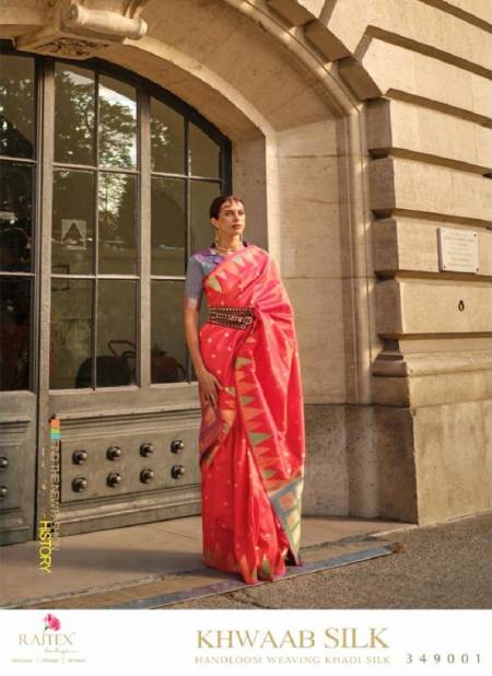 Rani Colour Khwaab Silk By Rajtex Khadi Silk Designer Saree Catalog 349001