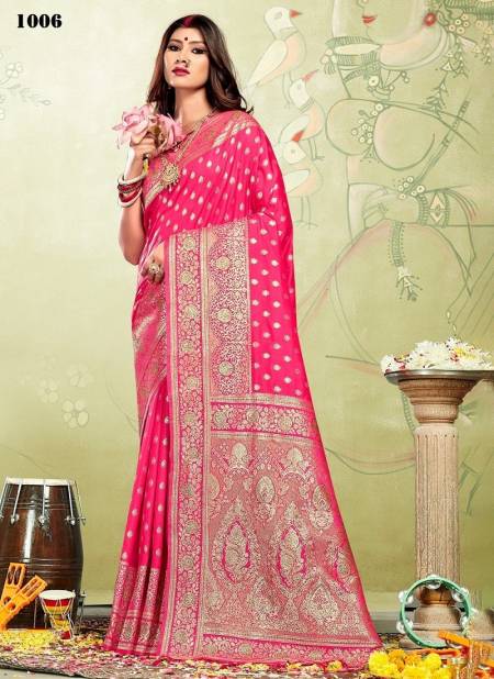 Rani Colour Kia Silk By Sangam Wedding Saree Catalog 1006