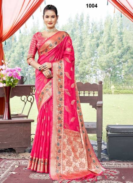 Rani Colour Krisna By Sangam Wedding Sarees Catalog 1004