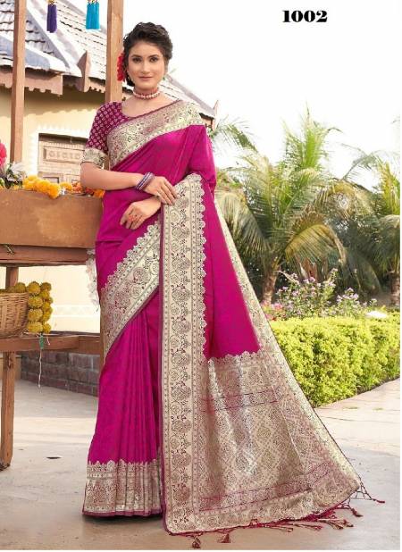 Rani Colour Lavanya By Sangam Pure Silk Saree Catalog 1002