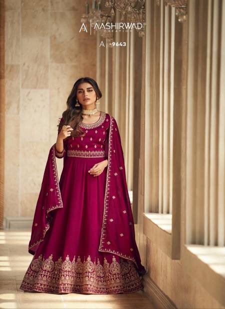 Rani Colour Noorjaha By Aashirwad Gown Catalog 9643