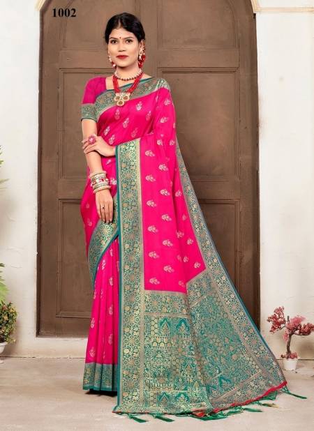 Rani Colour Parampara By Sangam Wedding Saree Catalog 1002