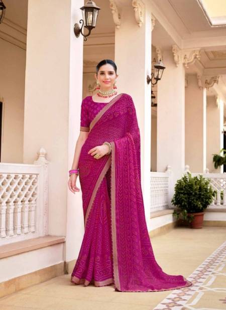 Rani Colour Pavitra Bandhan by Vipul Chiffon Wear Sarees Wholesale Clothing Suppliers In India 78815