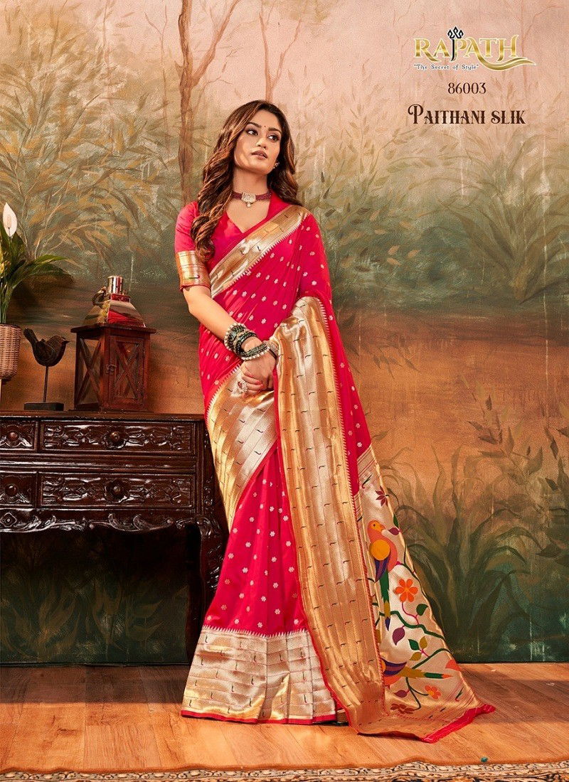 Rani Colour Pavitra Paithani Silk By Rajpath Silk Wedding Saree Orders In India 86003