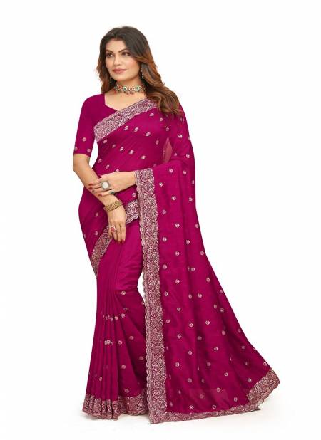 Rani Colour Premium By Utsav Nari Vichitra Blooming Embroidery Saree Exporters In India 2384