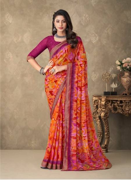 Rani And Orange Colour Savera 7th Edition By Ruchi Daily Wear Saree Catalog 24004 B