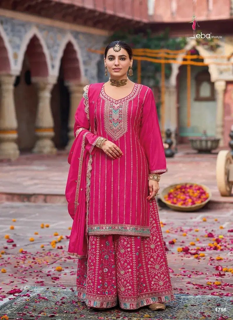 Rani Colour Sehenaaz By Eba Chinon Embroidered Ready Made Suits Suppliers In India 1796