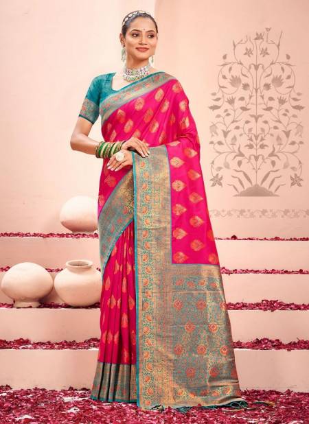 Rani Colour Sharda Silk By Bunawat Kanjivaram Silk Sarees Wholesale Market In Surat With price 1002