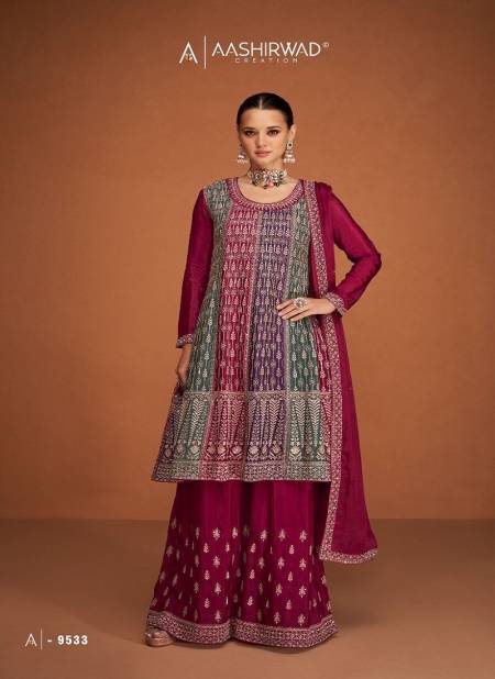 Rani Colour Soha By Aashirwad Sharara Suit Catalog 9533