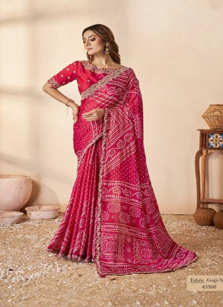 Rani Colour Swasti By Mahotsav Gajji Bhagalpuri Silk Designer Saree Catalog 43308