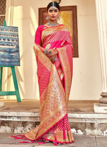 Rani Colour Varlaxmi Sangam Wedding Wear Wholesale Banarasi Silk Sarees Catalog 1005