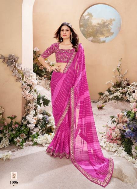 Rani Colour Veena By Stavan Heavy Weighless Embroidery Saree Suppliers In India 1006