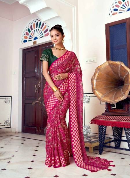 Rani Colour Vinitaa By Mahamani Creation Brasso Designer Saree Catalog 1006