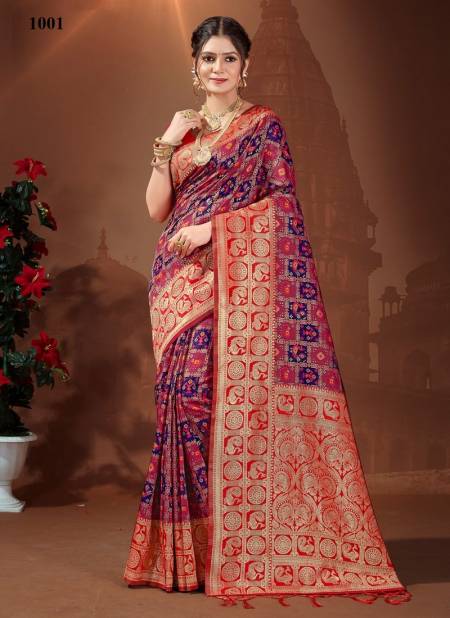 Rani Colour Vishwa By Sangam Wedding Saree Catalog 1001