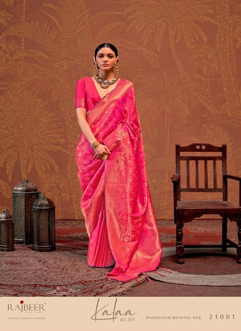 Rani Colour kalaa Ruby By Rajbeer Wedding Handloom Weaving Silk Saree Orders In India 21001