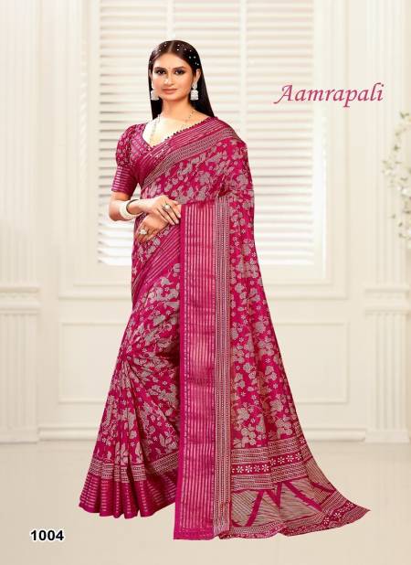 Rani Pink Colour Aamrapali By Mahamani 1001 TO 1006 Series Dola Silk Sarees Exporters In India 1004