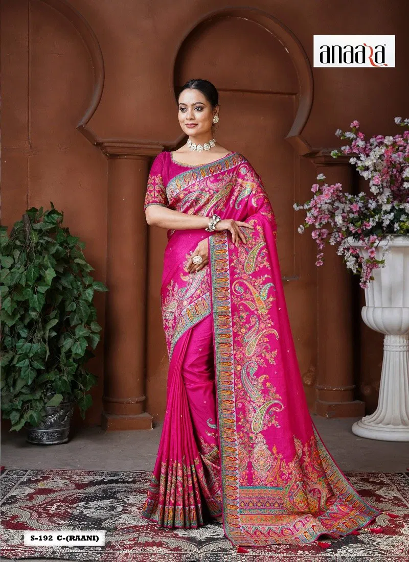 Rani Pink Colour Anaara By Tathastu Dola Silk Designer Saree Wholesale Shop In Surat S 192 C