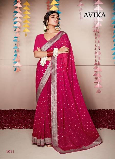 Rani Pink Colour Avika By Stavan Heavy Weightless Party Wear Sarees Wholesale Market In Surat 1011