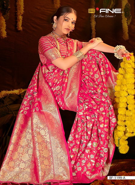 Rani Pink Colour B Fine Dhwani Designer Silk Wedding Wear Surat Saree Wholesale Market BF-1199-A