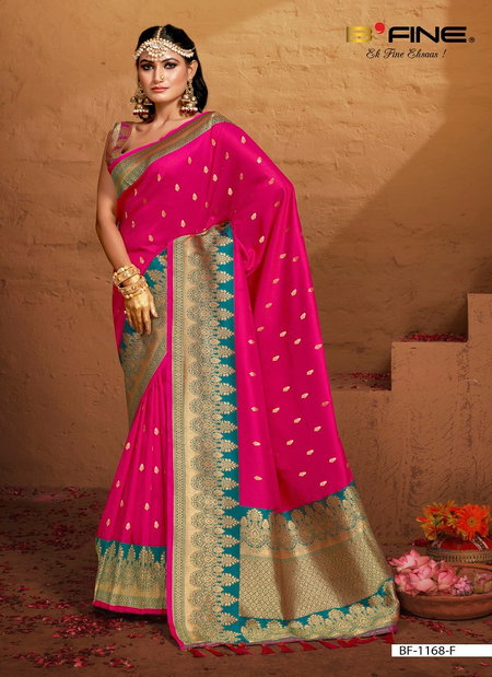 Rani Pink Colour B Fine Priyal Silk Wedding Wear Ladies Saree Wholesale Market In Surat BF-1168-F
