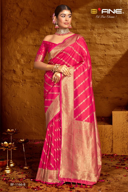 Rani Pink Colour B Fine Shrisha Silk Wedding Wear Saree Wholesale Price In Surat BF-1166-B