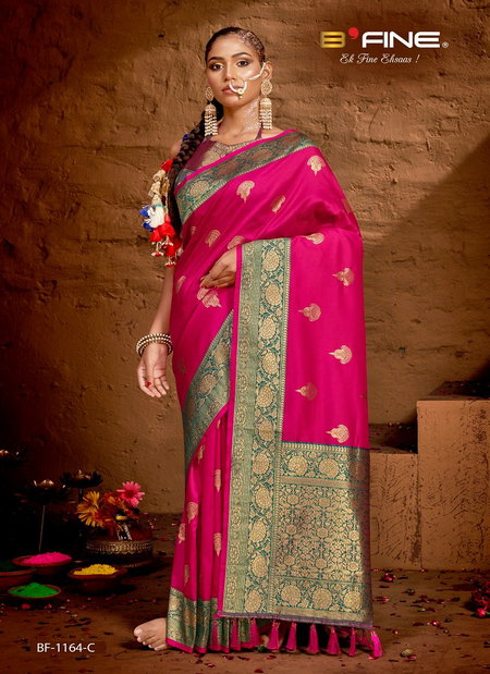 Rani Pink Colour B Fine Sirohi Silk Wedding Wear Saree Wholesale Market In Surat With Price BF-1164-C
