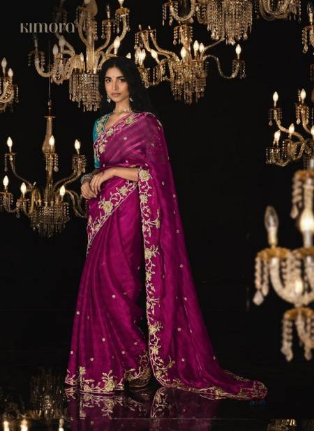 Rani Pink Colour Kajal Vol 14 By Kimora Pure Fancy Fabric Designer Saree Wholesale In Delhi KS 5329