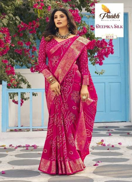 Rani Pink Colour Mahak By Pankh Munga Silk Printed Designer Saree Wholesale Market In Surat With Price 8111