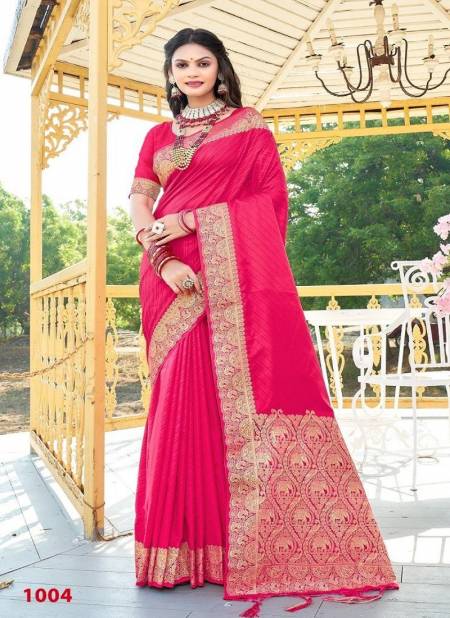 Rani Pink Colour Sidhiksha Satin By Bunawat Wedding Wear Silk Wholesale Sarees Manufactures 1004