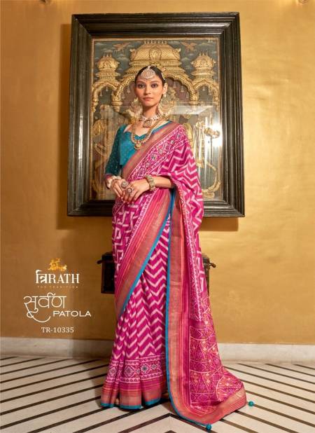 Rani Pink Colour Suwarna Patola By Tirath Mercerized Sigma Silk Occasion Wear Wholesale Saree In India TR-10335