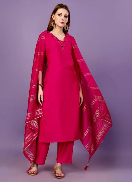 Rani Pink Colour VT VT1001 To VT1010 Designer Kurti With Bottom Dupatta Wholesale Shop In Surat VT1003