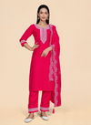 Rani Pink Colour VT1018 To VT1021 By VT Designer Wholesale Kurti With Bottom Dupatta Orders In India VT1019