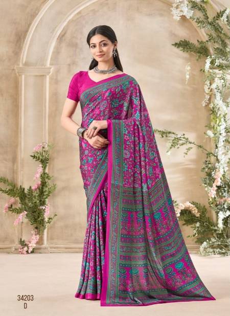 Rani Pink Colour Vivanta Silk 35 By Ruchi Silk Crepe Printed Wholesale Sarees In India 34203D