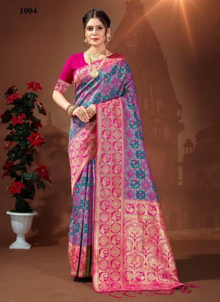 Rani Colour Vishwa By Sangam Wedding Saree Catalog 1004