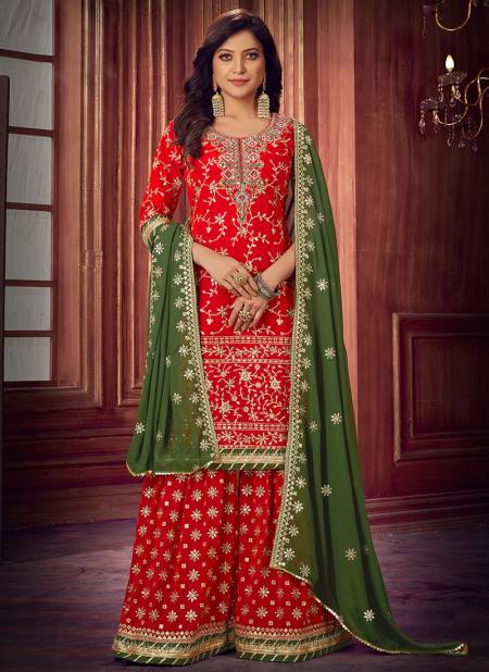 Buy Pakistani Style Suit - Fancy Georgette Stunning Red Salwar Suit –  Empress Clothing