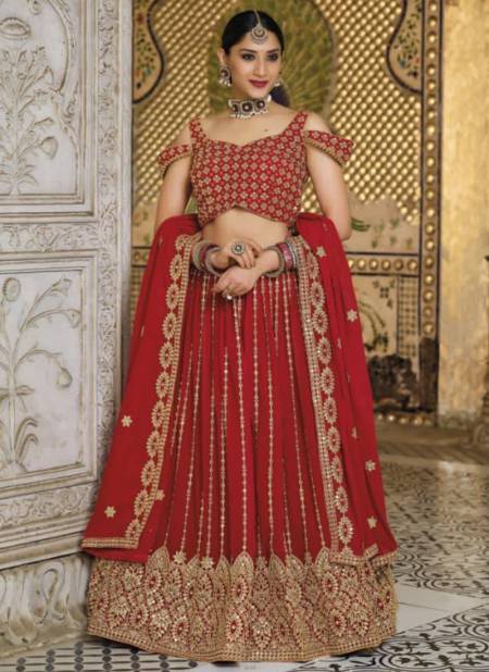 Buy Outstanding Red Net Partywear Lehenga Choli | Buy online at Inddus  India.– Inddus.in