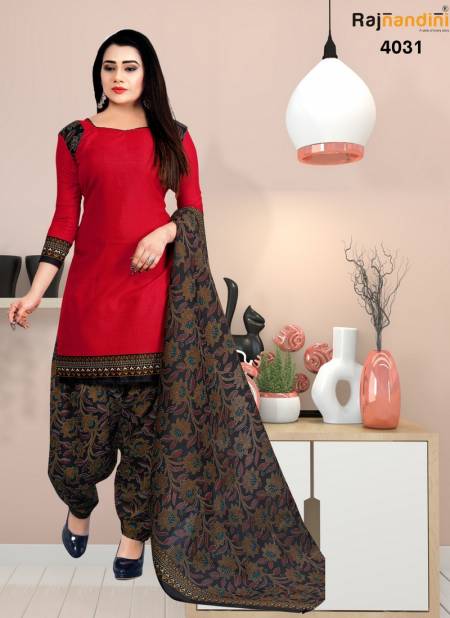 Red And Black Colour Anamika Cotton Dress Material Catalog 4031